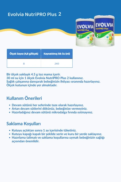 Evolvia Nutripro Plus 2 Devam Sütü 800 gr 6 Adet - Resim 2