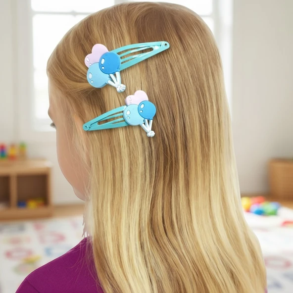 Balon Figürlü Kız Çocuk Çıtçıtlı Toka - Resim 6