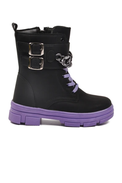 Ayakmod Siyah Lila İçi Polarlı Kaymaz Taban Kız Çocuk Bot G-1001 F Zncr ürün görseli