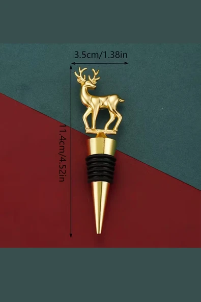 Geyik Şeklinde Altın Kaplama Şarap Şişesi Tıpası | Dayanıklı Çinko Alaşım Şarap Aksesuarı (1 Adet) - Resim 3