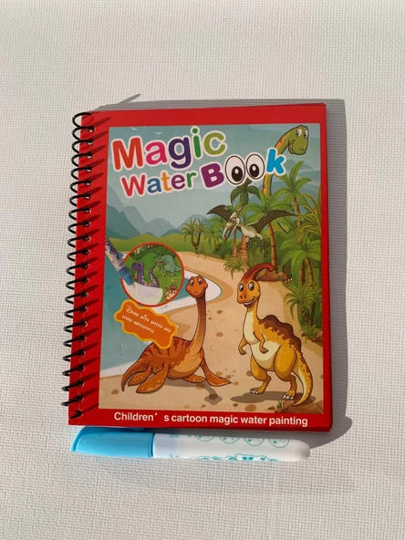 DİNAZOR DÜNYASI Magic Book Eğitici İngilizce Sihirli Boyama Kitabı Su Kalemi Water Painting Kırmızı ürün görseli