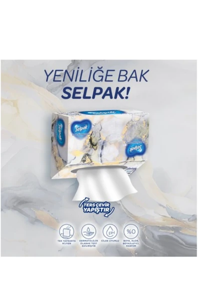 Selpak El Ve Yüz Havlusu Kutulu Mermer Desen 5*80 Yaprak - Resim 2