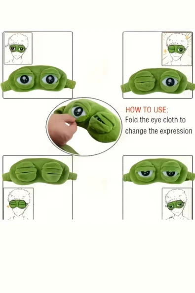 Süper Yumuşak Kurbağa Uyku Maskesi | Rahat Seyahat ve Şekerleme Göz Bandı (1 Adet) - Resim 2