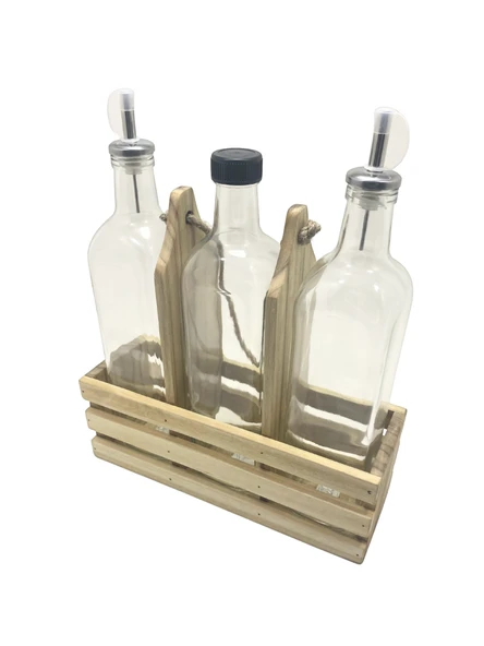 Ahşap Doğal 3Lü Set Yağdanlık ve Sosluk Takımı(SET)(IHLAMUR - KAVAK) Ahşap Rengi 2 SET - Resim 3