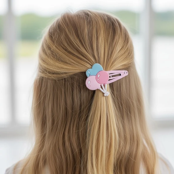 Balon Figürlü Kız Çocuk Çıtçıtlı Toka - Resim 5