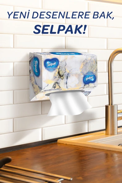Selpak El Ve Yüz Havlusu Kutulu Mermer Desen 5*80 Yaprak - Resim 4