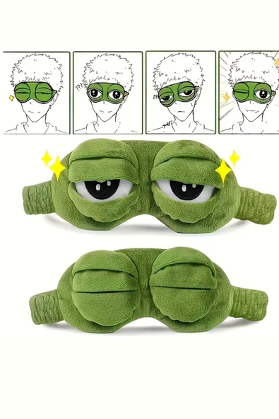 Süper Yumuşak Kurbağa Uyku Maskesi | Rahat Seyahat ve Şekerleme Göz Bandı (1 Adet) - Resim 6