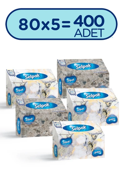 Selpak El Ve Yüz Havlusu Kutulu Mermer Desen 5*80 Yaprak ürün görseli