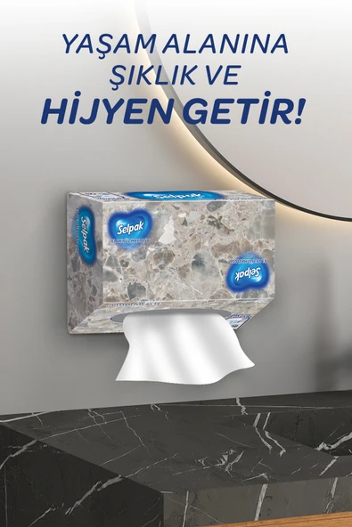 Selpak El Ve Yüz Havlusu Kutulu Mermer Desen 5*80 Yaprak - Resim 3