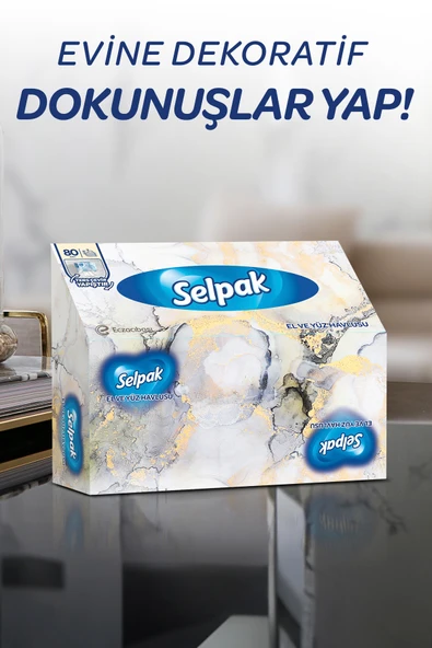 Selpak El Ve Yüz Havlusu Kutulu Mermer Desen 5*80 Yaprak - Resim 5
