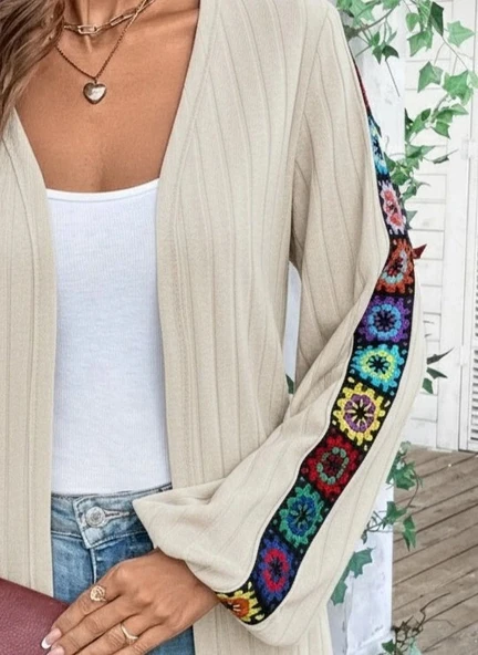 MDB Kadın Uzun Kollu önü Açık şardonlu Kaşkorse Ceket - Resim 2