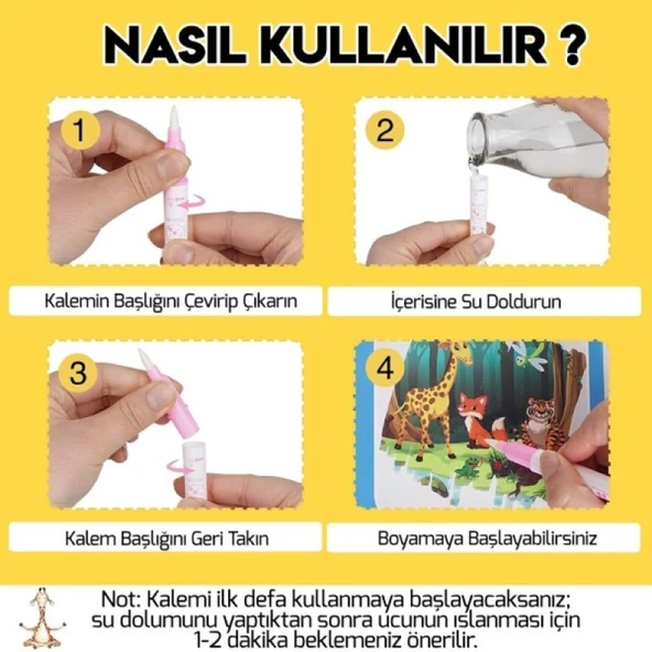 TAŞITLARLA ÇOCUKLAR Magic Book Eğitici İngilizce Sihirli Boyama Kitabı Su Kalemi Water Painting Mavi - Resim 5