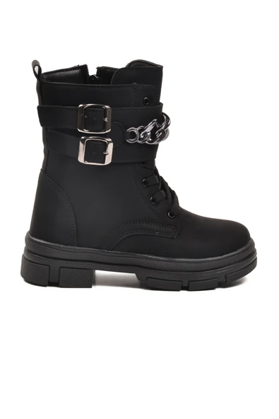 Ayakmod Siyah İçi Polarlı Kaymaz Taban Kız Çocuk Bot G-1001 F Zncr ürün görseli