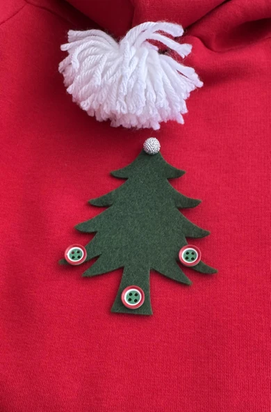 Santa Bow Kırmızı Yılbaşı Köpek Kıyafeti | Noel Baba Kapüşonlu Polar Sweatshirt | Orta ve Büyük Irklar İçin - Resim 7