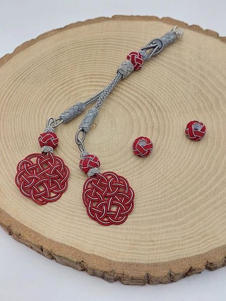 Bakır El İşi Kazaz Püskül İkili & 2 Habbeli Takım (58310) - Resim 2