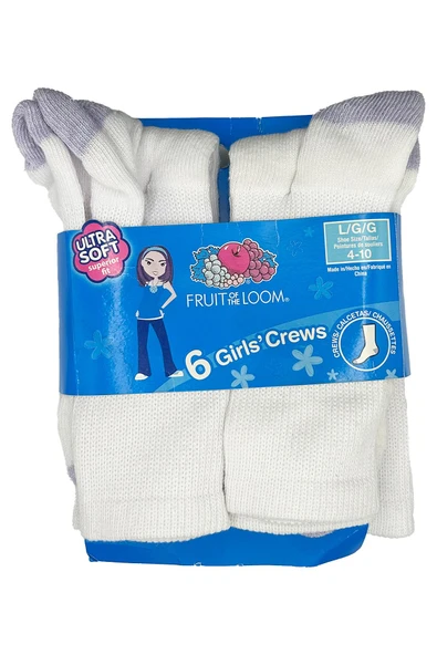 Fruit Of The Loom Girls Crews Çorap 6lı Paket (L) ürün görseli