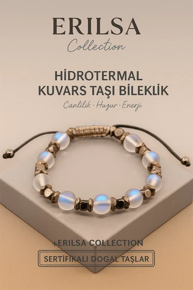 Sertifikalı Hidrotermal Kuvars Doğal Taş Bileklik - 8x8 mm Canlılık Huzur ve Enerji Taşı ürün görseli