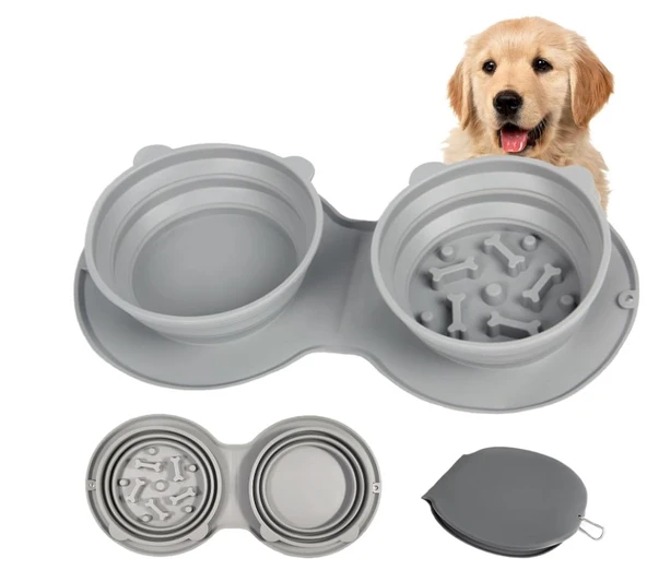 Mikopet Katlanabilir İkili Mama ve Su Kabı ürün görseli