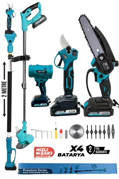 Şarjlı Teleskopik Kollu 2li Bahçe Seti + Ot,Çim Biçme Makinesi 58Vf (Mavi) PH263 ürün görseli 1