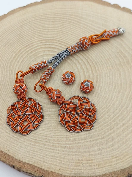 Bakır El İşi Kazaz Püskül İkili & 2 Habbeli Takım (58320) - Resim 2