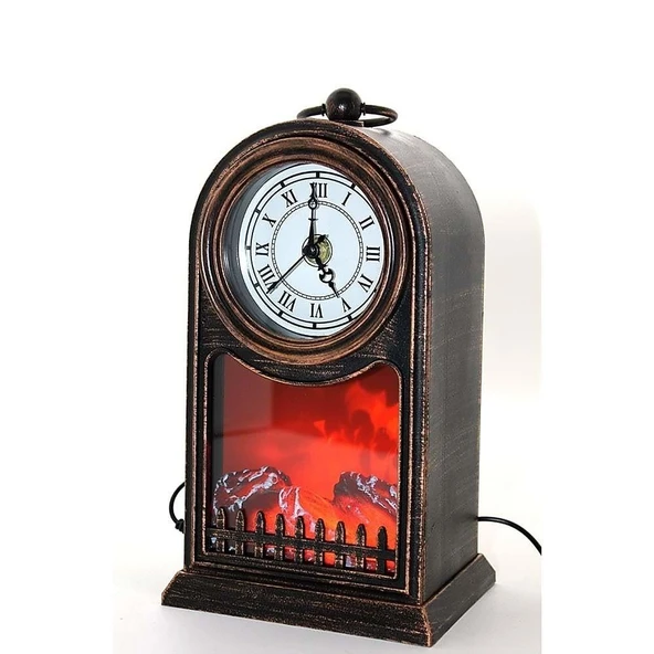 DEKORATİF LED IŞIKLI SAATLİ  ŞÖMİNE (USBLİ) ürün görseli