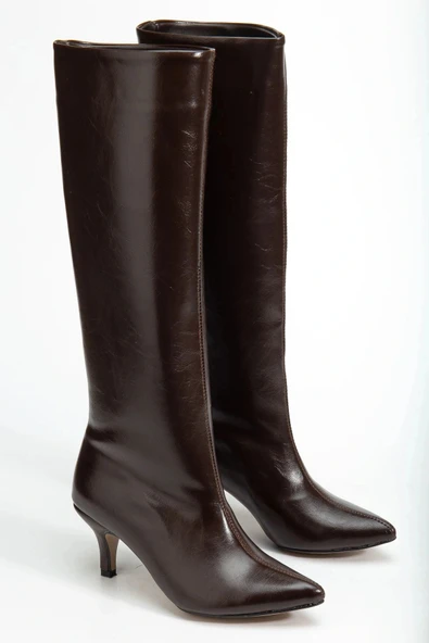 SYT-2025 Kahve Kırışık Rugan Günlük Kadın Çizme - Resim 4