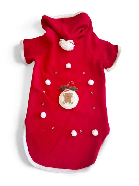 Kurabiye Adam Yılbaşı Köpek Kıyafeti | Noel Baba Kapüşonlu Polar Sweatshirt | Orta ve Büyük Irklar İçin - Resim 2