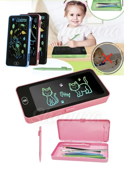 Writing Tablet Lcd 6,5 Inç Dijital Kalemli Çizim Yazı Tahtası Ve Kalemlik Grafik Not Eğitim Tableti - Resim 2