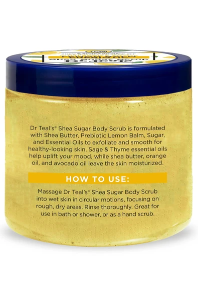 DR.Teals Prebiotic Lemon Balm Shea Sugar Scrub Vücut Peelingi 538GR - Resim 2