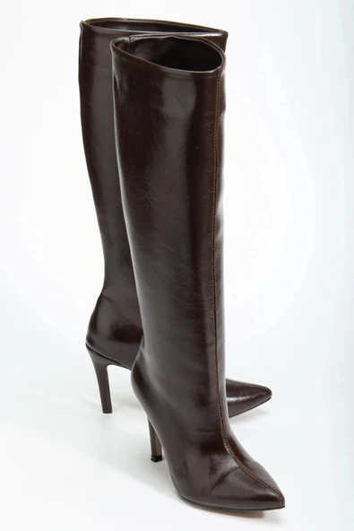 SYT-2004 Kahve Kırışık Rugan Günlük Bayan Çizme - Resim 4