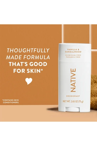 Native Vanilla & Sandalwood Flower Alüminyumsuz Stick Deodorant 75GR - Resim 6