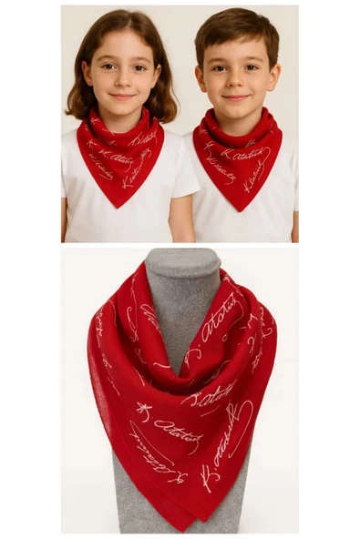 Kırmızı Ay Yıldız Türk Bayrağı Temalı Pamuk Kumaş Fular - Bandana - 23 Nisan, 29 Ekim, 19 Mayıs - Resim 3