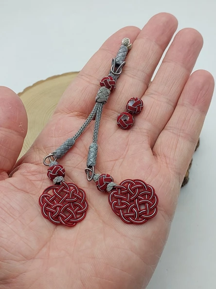 Bakır El İşi Kazaz Püskül İkili & 2 Habbeli Takım (58310) ürün görseli