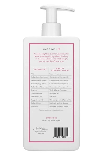 Native Vanilla & Cactus Flower Hacimlendirici Şampuan 487ML - Resim 2