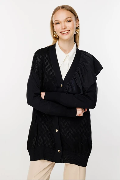 3603 GHİSA FIRFIR DETAYLI TRİKO HIRKA - Resim 6