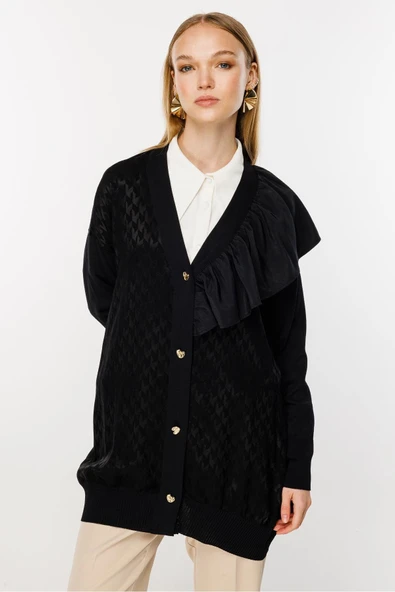 3603 GHİSA FIRFIR DETAYLI TRİKO HIRKA - Resim 9