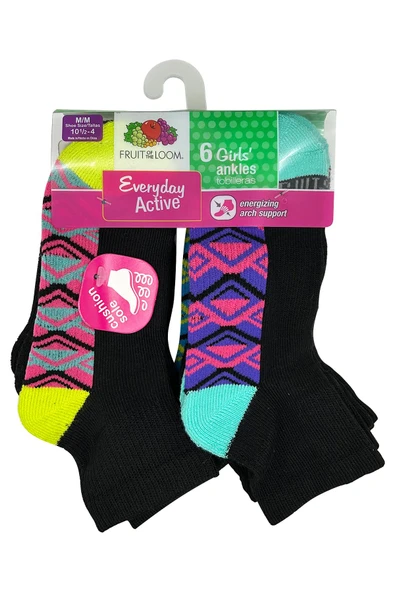 Fruit Of The Loom Girls Ankles Tobilleras Çorap 6lı Paket (M) ürün görseli