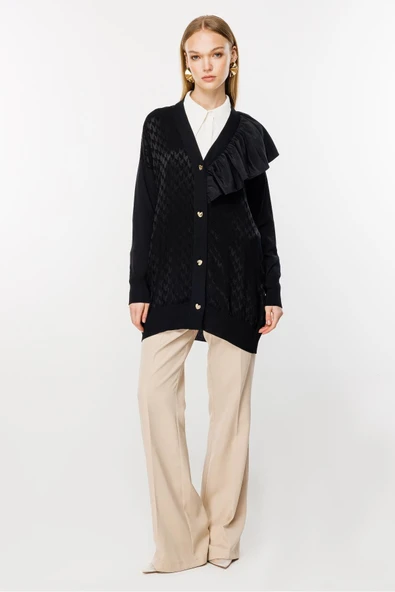 3603 GHİSA FIRFIR DETAYLI TRİKO HIRKA - Resim 7