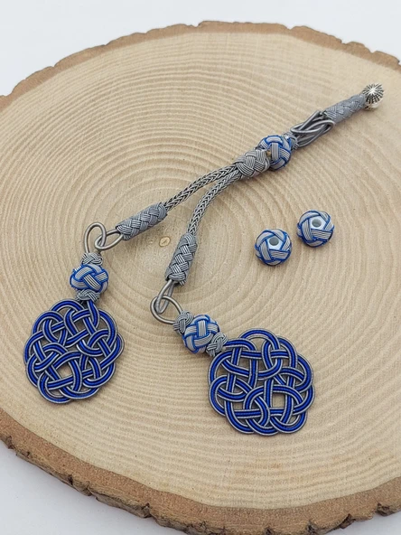 Bakır El İşi Kazaz Püskül İkili & 2 Habbeli Takım (58322) - Resim 2