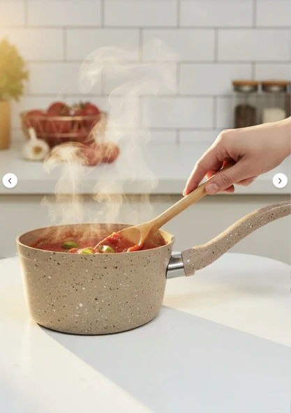 YUNUSOĞLU HOME Granit Derin Sos Tenceresi Yapışmaz, Isıya Dayanıklı, Şık Tasarım 17 cm ürün görseli