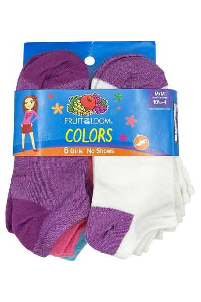 Fruit Of The Loom Colors Girls No Shows Çorap 6lı Paket (M) ürün görseli