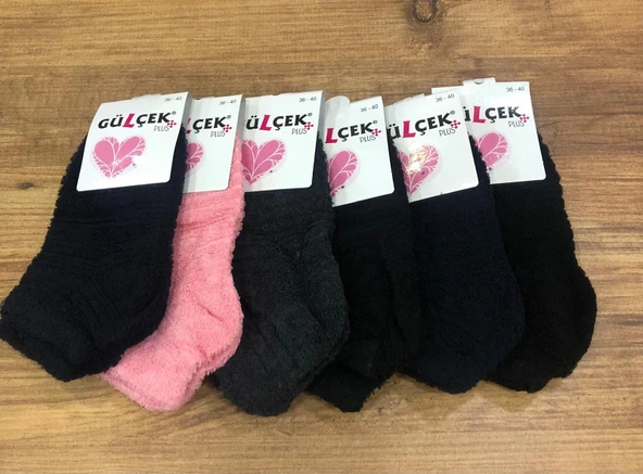 6 Lı Gülçek Kadın Kışlık Havlu Patik Çorap 36-40 No - Resim 3
