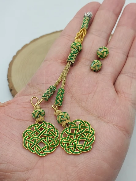 Bakır El İşi Kazaz Püskül İkili & 2 Habbeli Takım (58312) ürün görseli