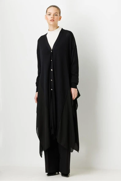 3669 GHİSA ŞİFONLU TRİKO HIRKA - Resim 2