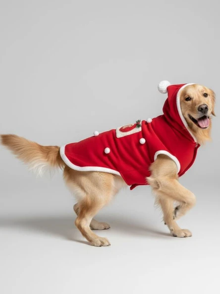 GingerBread Man Yılbaşı Köpek Kıyafeti | Noel Baba Kapüşonlu Polar Sweatshirt | Orta ve Büyük Irklar İçin - Resim 6