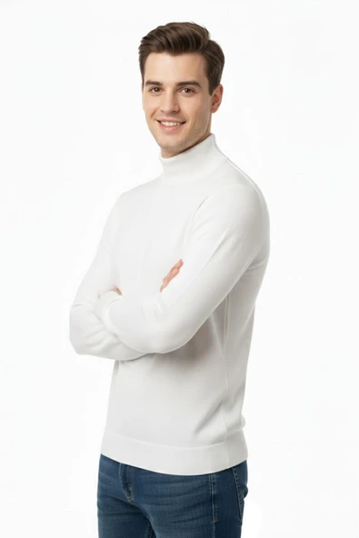 Erkek Yarım Balıkçı Kazak Çelik Örgü Regular Kalıp 4241B BGL-ST04854 - Resim 7