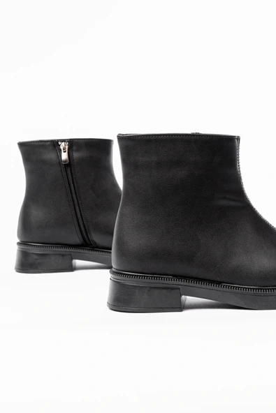 02-3033 Siyah Fermuarlı Günlük Kadın Bot - Resim 4
