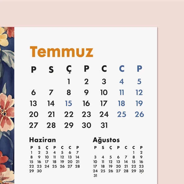 2026 Kedili Masa Takvimi | Üç Aylık Takvim - Önceki Ay Sonraki Ay | Kedi Severlere Hediye - Resim 6