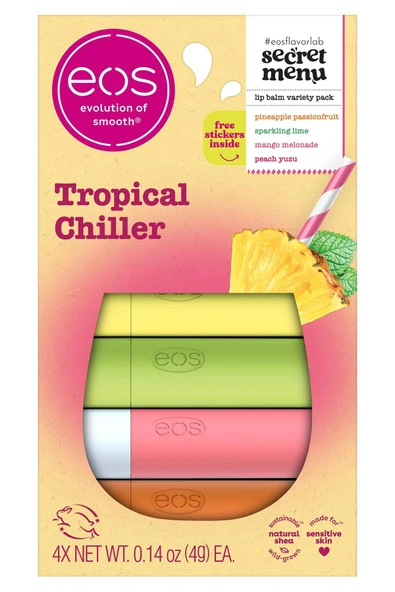 EOS Lip Balm Tropical Chiller Dudak Balsamı Çeşit Paketi 4 Adet ürün görseli