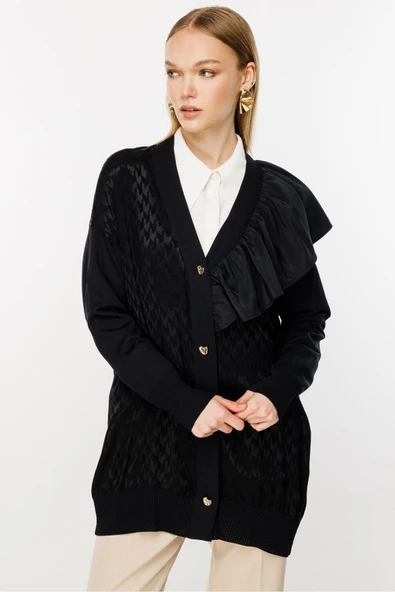 3603 GHİSA FIRFIR DETAYLI TRİKO HIRKA - Resim 8